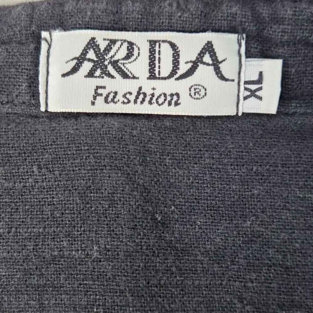 Vintage Arda Black Traditional Chinese Dragon Embroidered Toggle Front Shirt XL - Picture 5 of 6